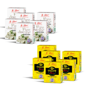 Yellow Rose & Pure Jasmine Cone Combo – 12 Packs